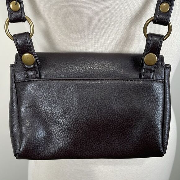 Dark Brown Mini Shoulder Bag Purse Clasp Crossbody Accessories - Picture 3 of 4